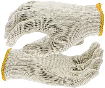 Beige Cotton Gloves - Pack of 12 - Size M