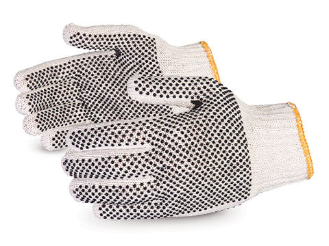 Superior Gloves - Seamless Knit Gloves dotted - Purple Wrist - Size 7
